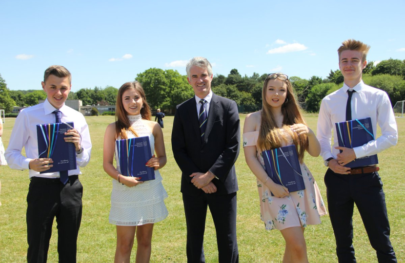 James Cartlidge with students from Thomas Gainsborough School.