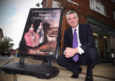MP James Cartlidge outside Gainsborough's House which has just secured Heritage Lottery funding for its expansion plans