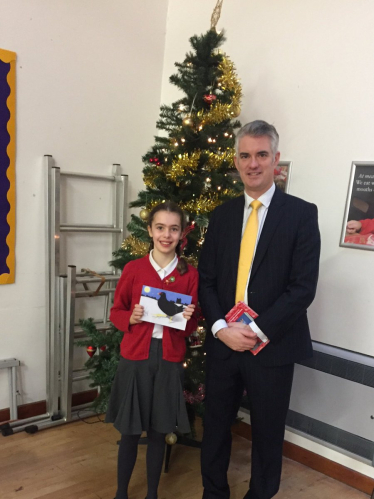 James Cartlidge MP with Rosemary Gray, the winner of the Christmas Card Competition 